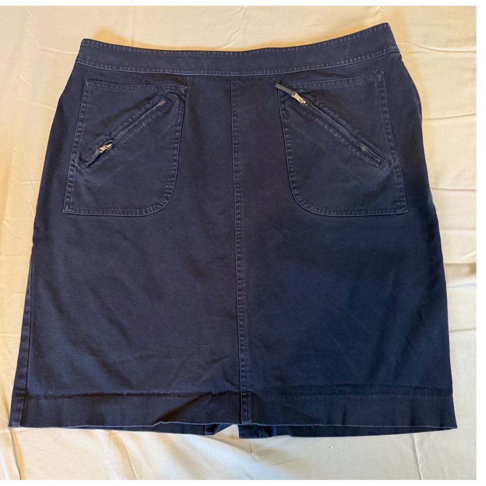 Lauren Ralph Lauren‎ Pencil Skirt Women 16 Navy Blue  Utility Zip Pocket